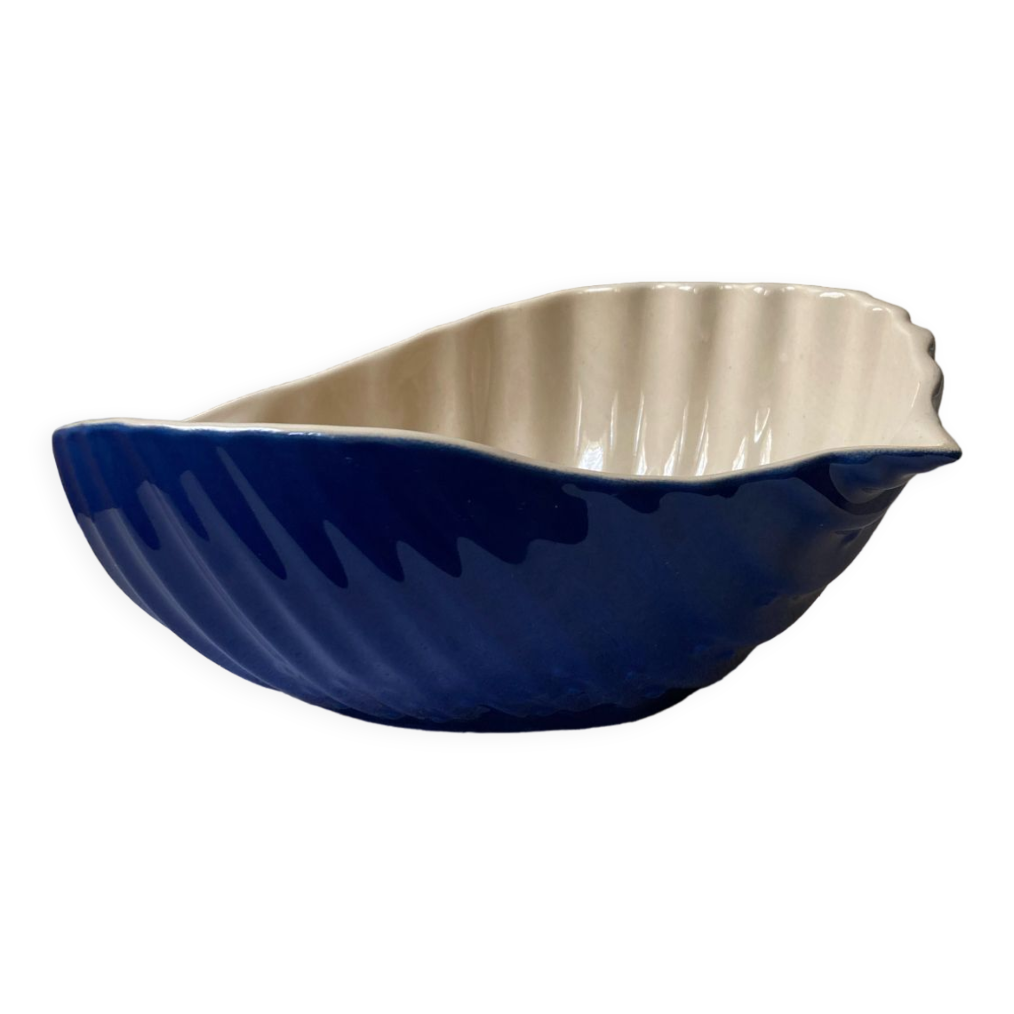 Saladier bleu coquillage Appolia vintage fabriqué en Bretagne