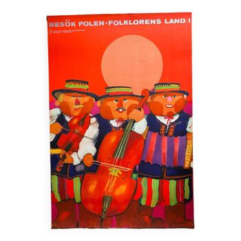 Original Polish poster "Besok Polen Folklore Music" Mosinski
