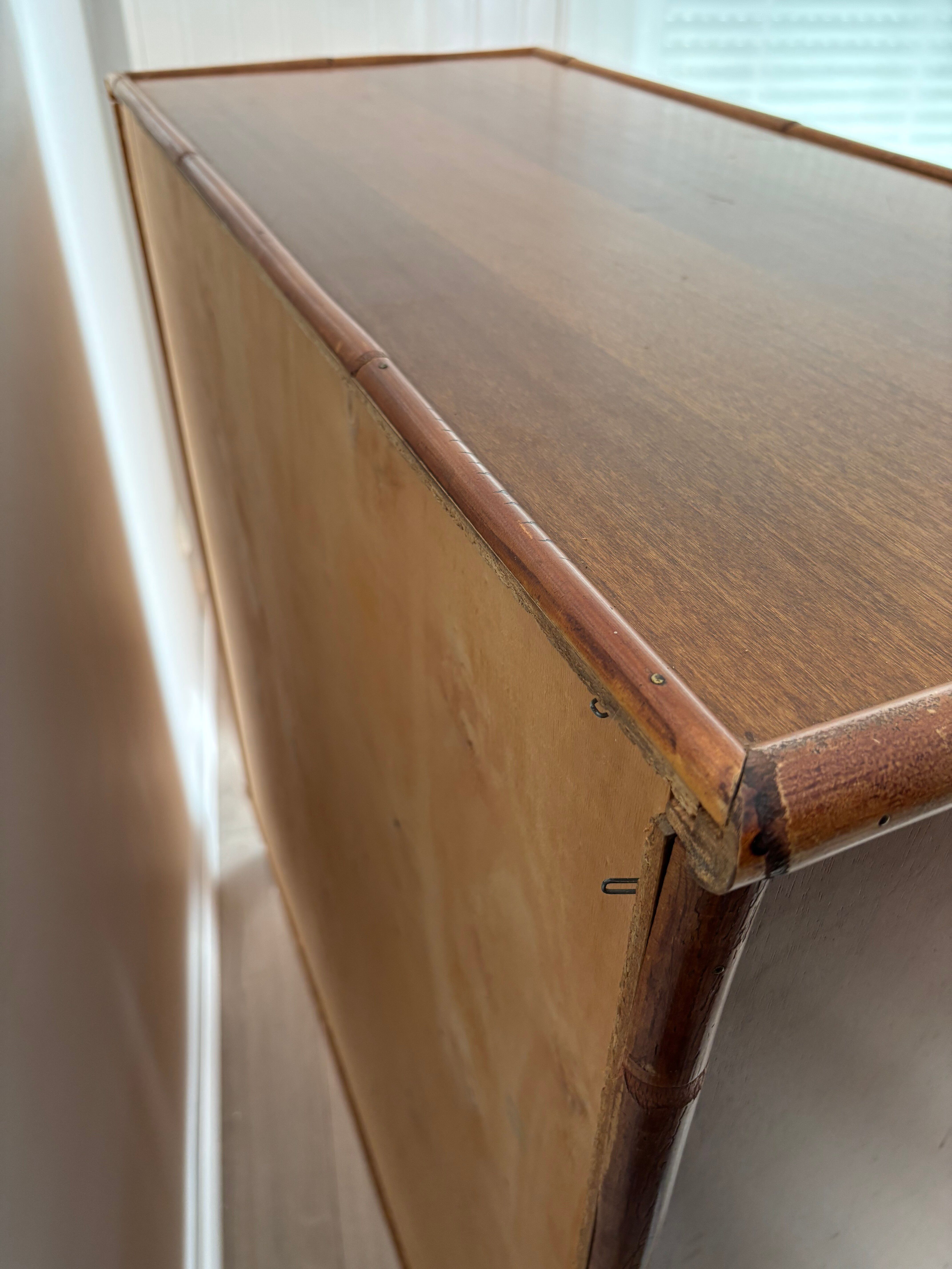 Commode dalvera 1970 meuble bar bambou et bois