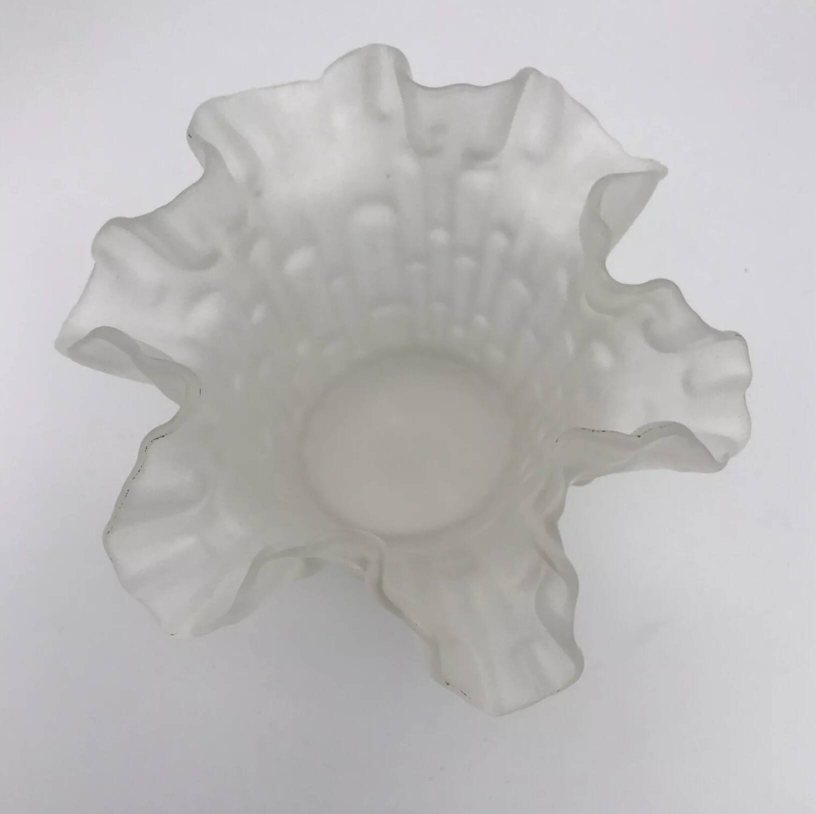 Vintage frosted glass vase from Italy in a tulip shape with a flared rim.