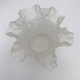 Vintage vase in frosted italian glass tulip shape with ruffled edge