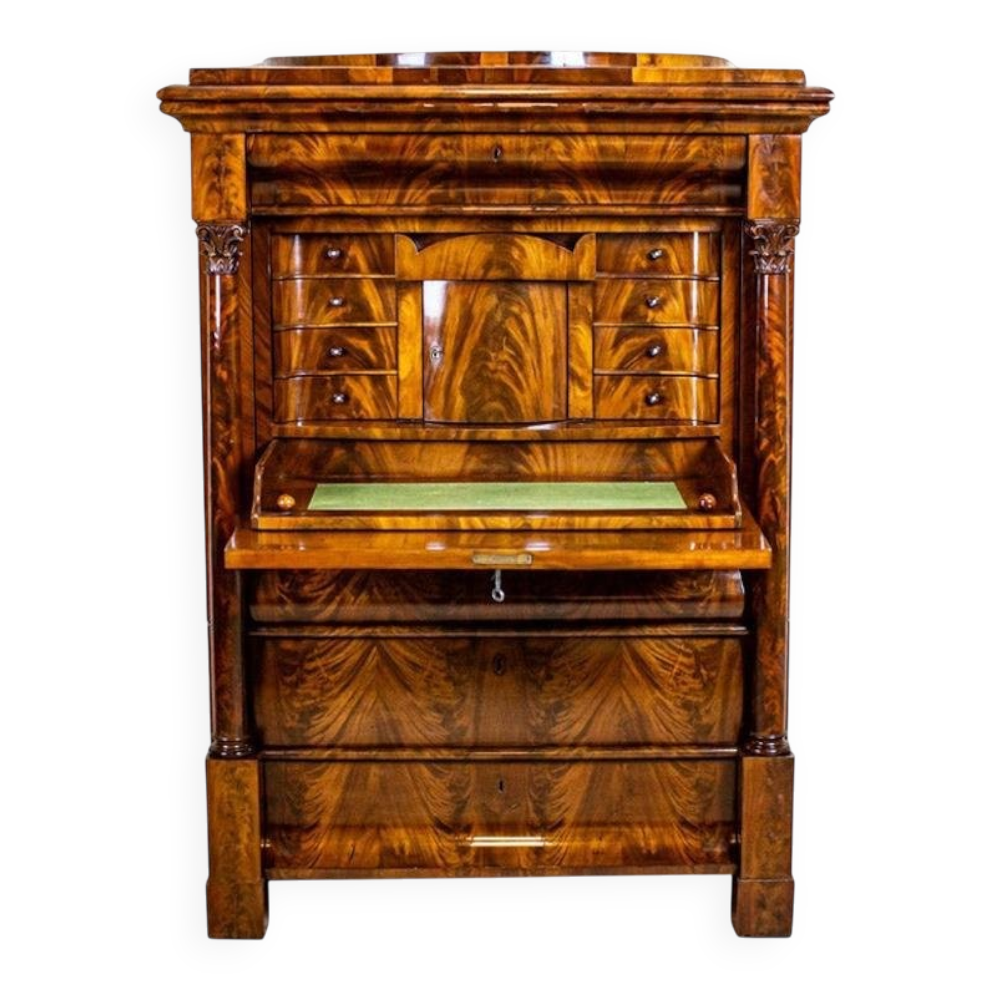 Antique Biedermeier Mahogany Secretary, 1850