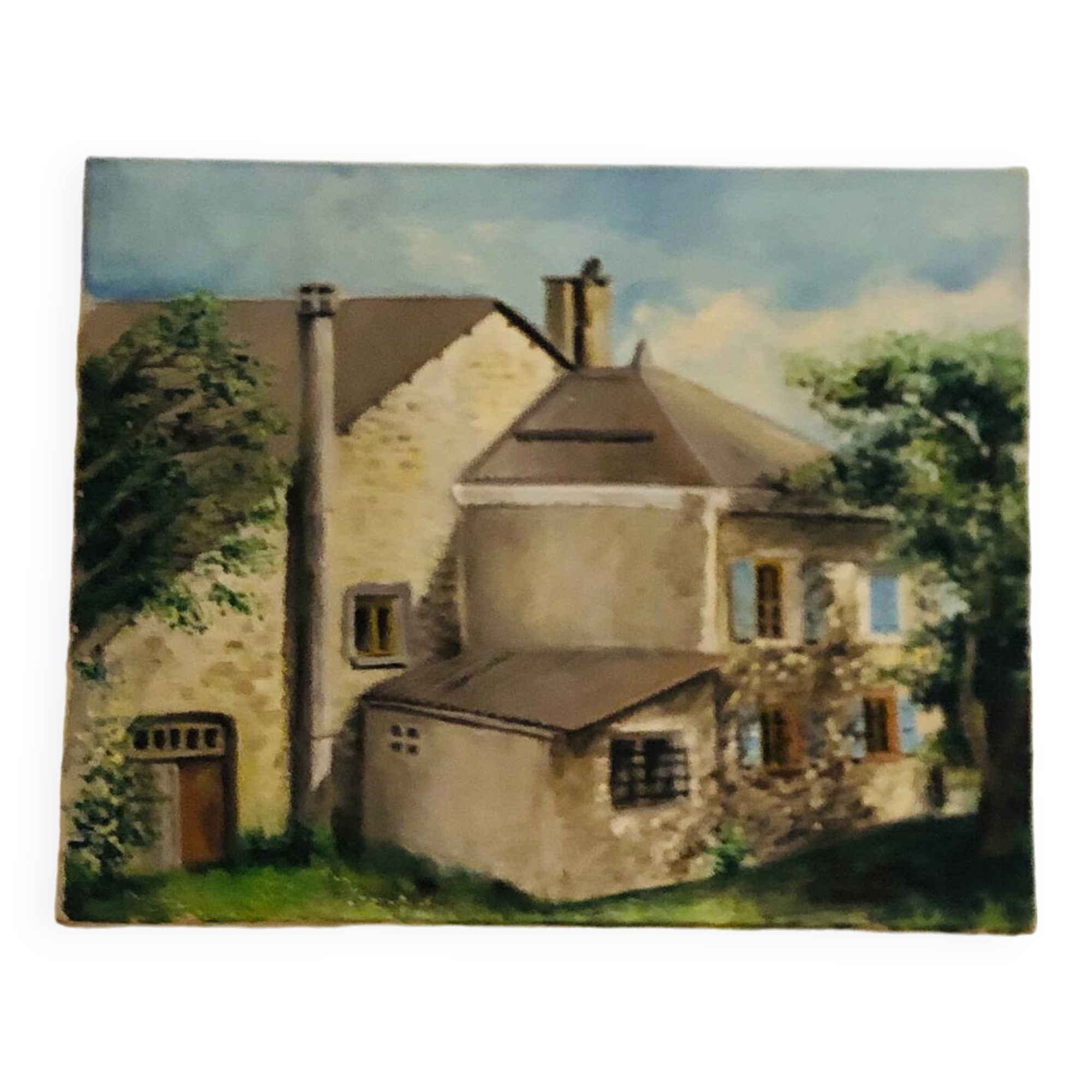 Cottage landscape oil on canvas signed