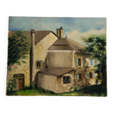 Cottage landscape oil on canvas signed