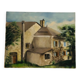 Cottage landscape oil on canvas signed