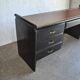 Bureau Art Déco hongrois en bois peint noir avec plateau marron et poignées métal