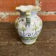 Vintage White Ceramic Vase with Green Landscape Decor from the 1970s