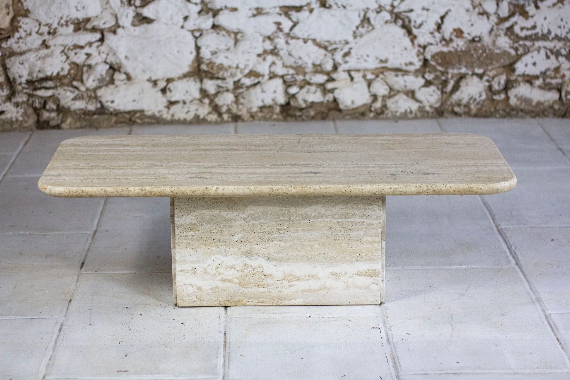 Italian travertine coffee table, 1980