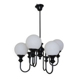 Metal chandelier and glass globes