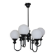 Metal chandelier and glass globes