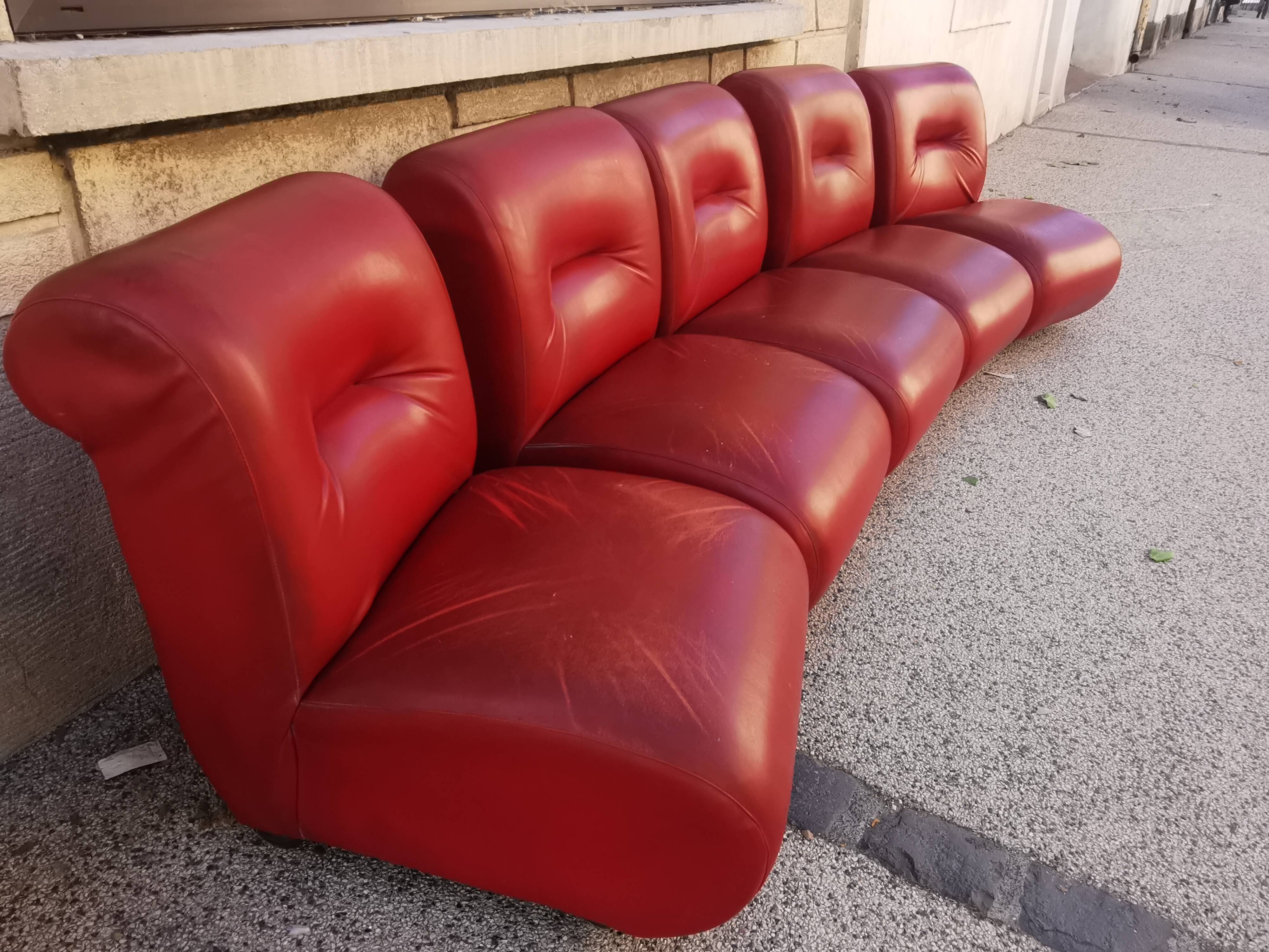 Suite of 5 vintage modular armchairs 60s