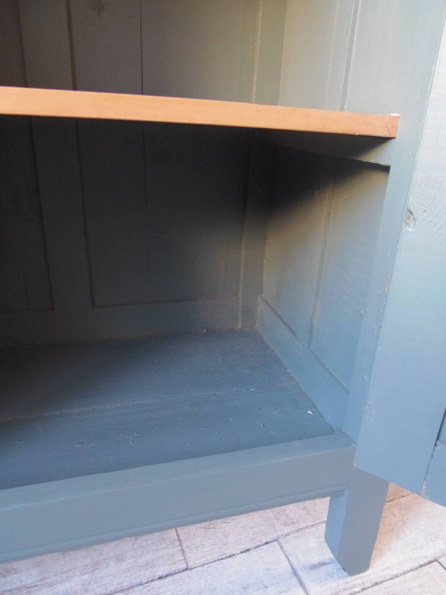 Vintage 1-door Parisian wardrobe re-enchanted in smoky green.