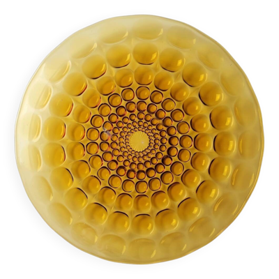 Plat ''Billes'' René Lalique en verre ambré, Art Déco circa 1937