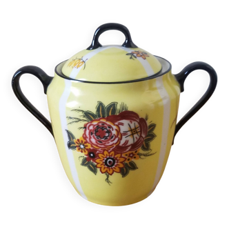 Vintage floral porcelain sugar bowl