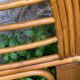 Rattan and leather headboard 140cm vintage 1970