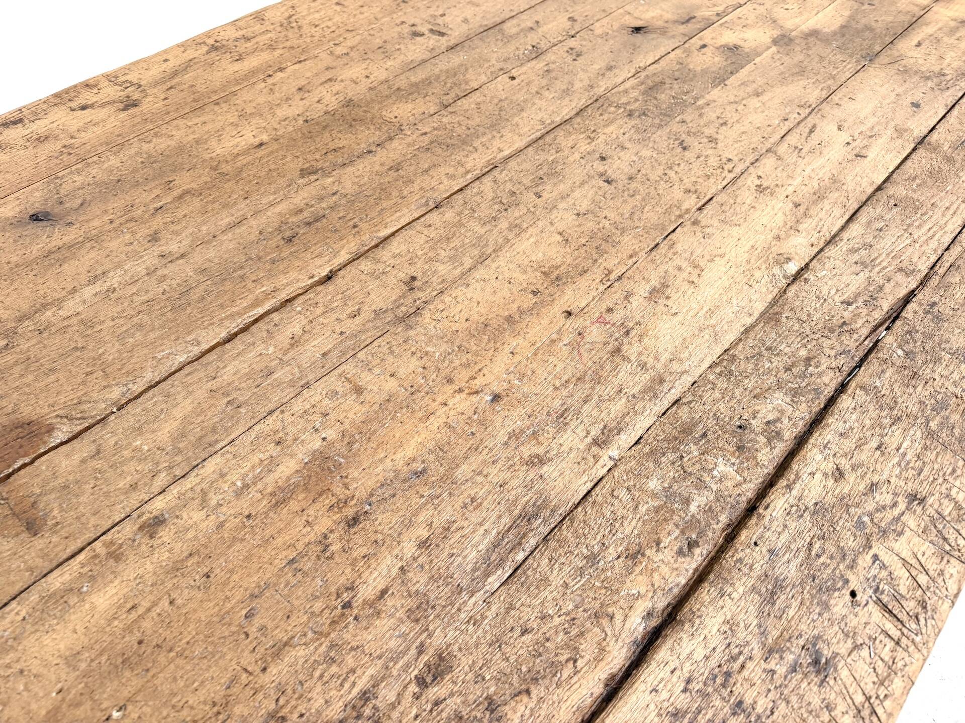 Large brutalist farmhouse table in solid oak from the 1950s.