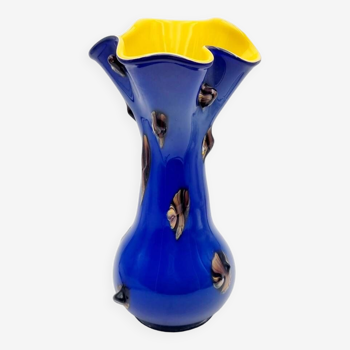 Vase en verre de Murano bleu cobalt par Darius Zarrin