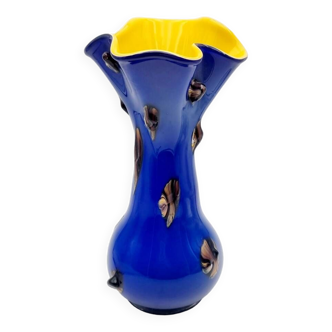Vase en verre de Murano bleu cobalt par Darius Zarrin