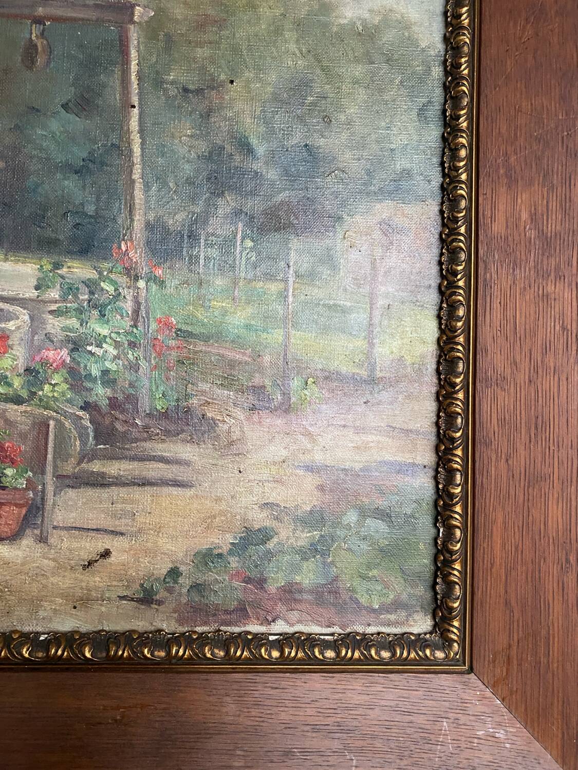 Oil on canvas signed old “Jardin”
