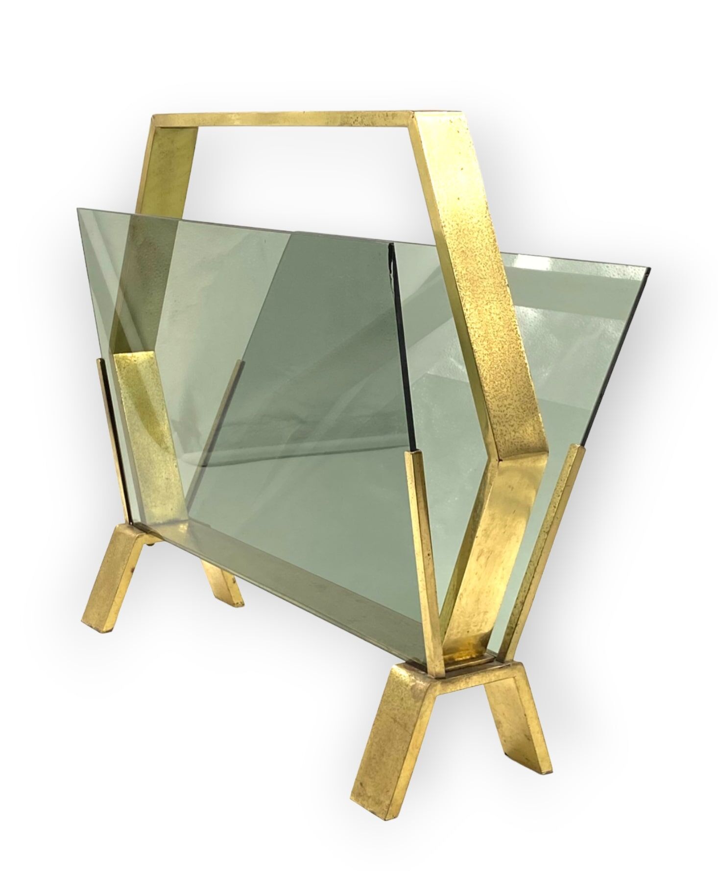 Modern brass magazine rack,  Italy 1970