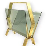 Modern brass magazine rack,  Italy 1970