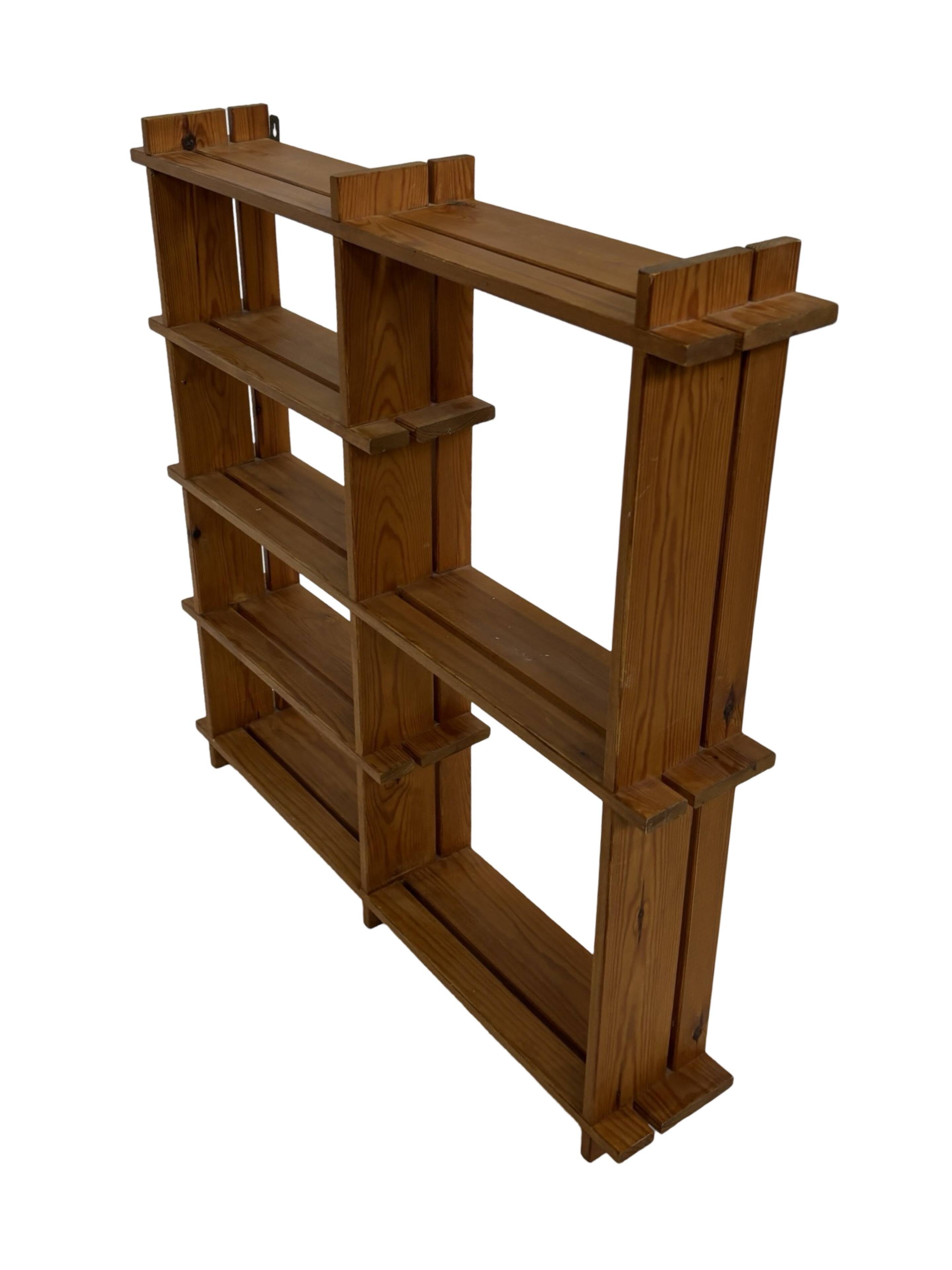 Vintage Wall shelf rack Pine wood 70s design