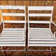 Paire de fauteuils de jardin XIXe, fer forgé & bois, style Restauration