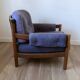 Vintage armchair in wood and blue velvet