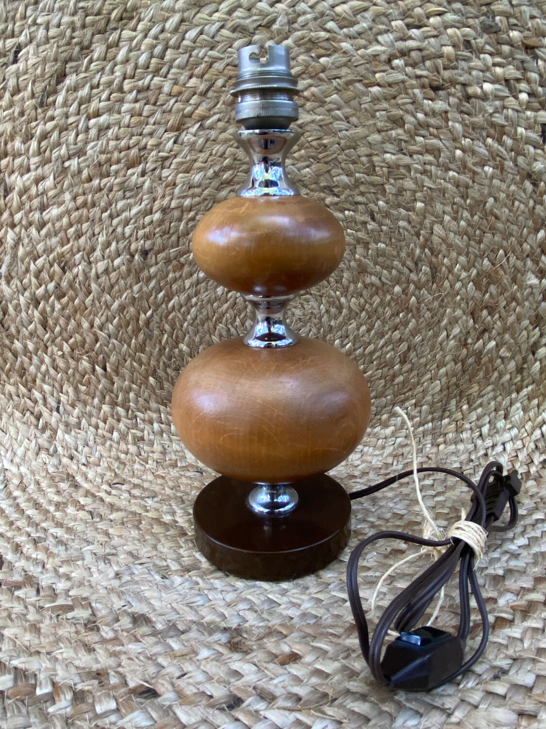 Lamp foot in wood and metal, 70s