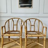 Pair of vintage rattan armchairs