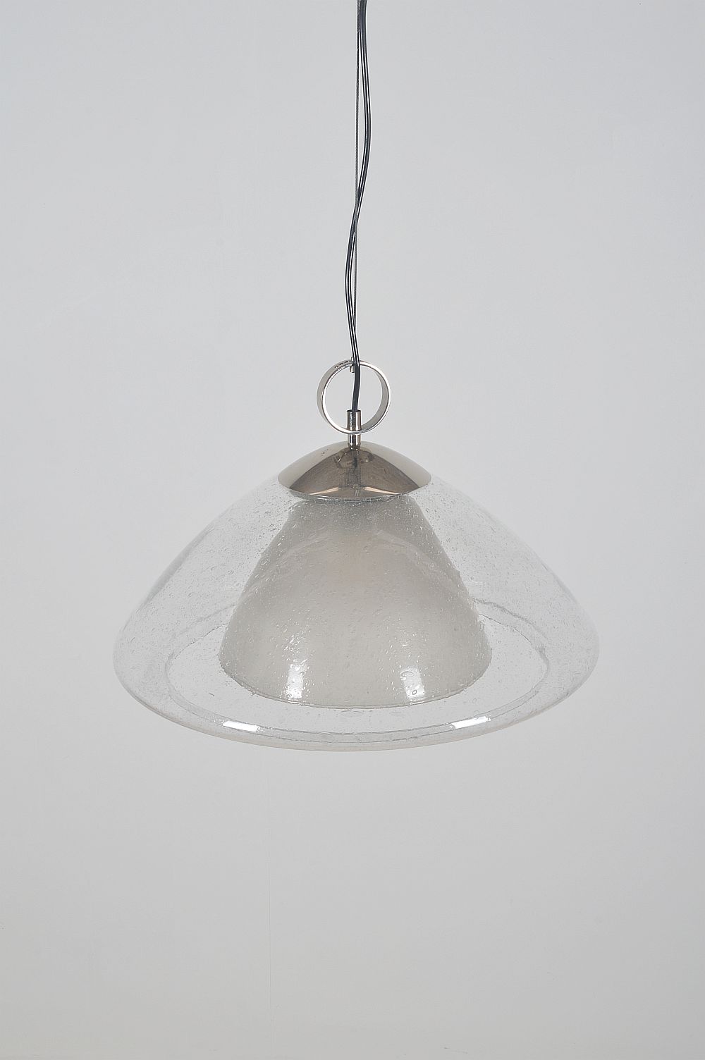 Mid-century glass and chrome hanging lamp, 1970s