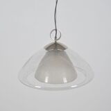 Mid-century glass and chrome hanging lamp, 1970s