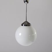 Bauhaus Pendant Lamp in Opaline Glass and Chrome by Napako, 1930s