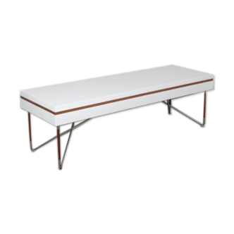 Low white presentation table or bench