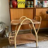 Desserte en rotin vintage