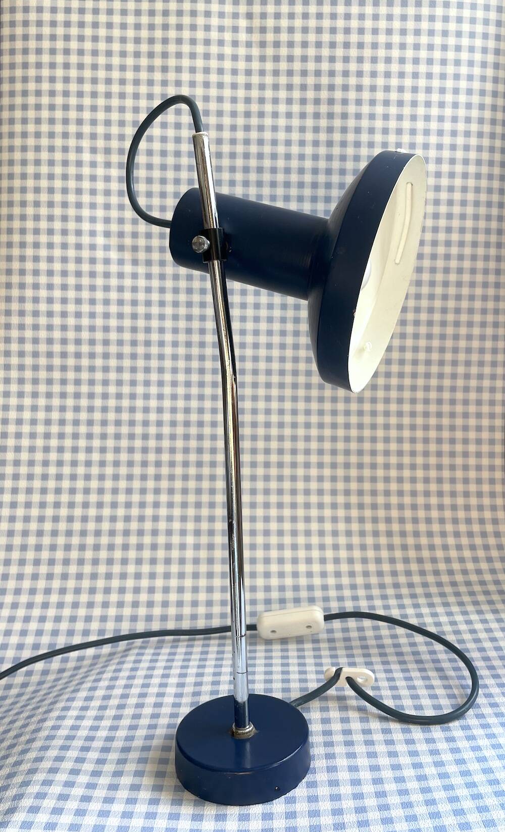 Vintage blue metal desk lamp