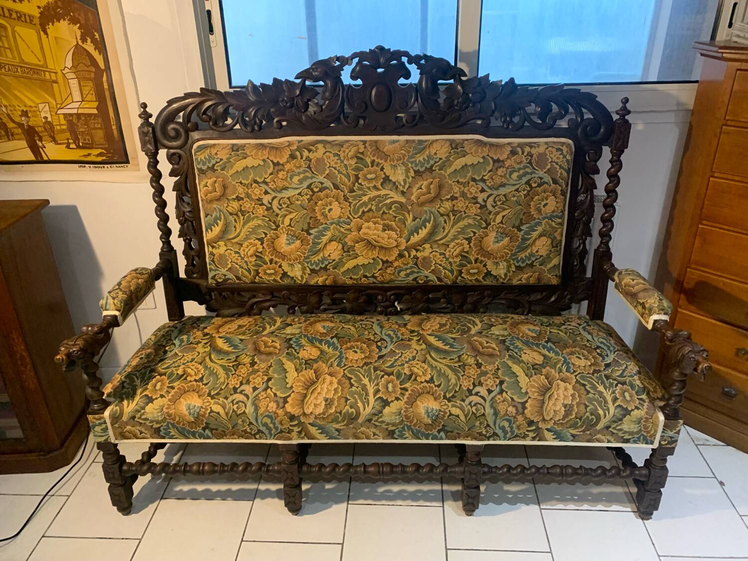 Antique Henri II Twisted Sofa