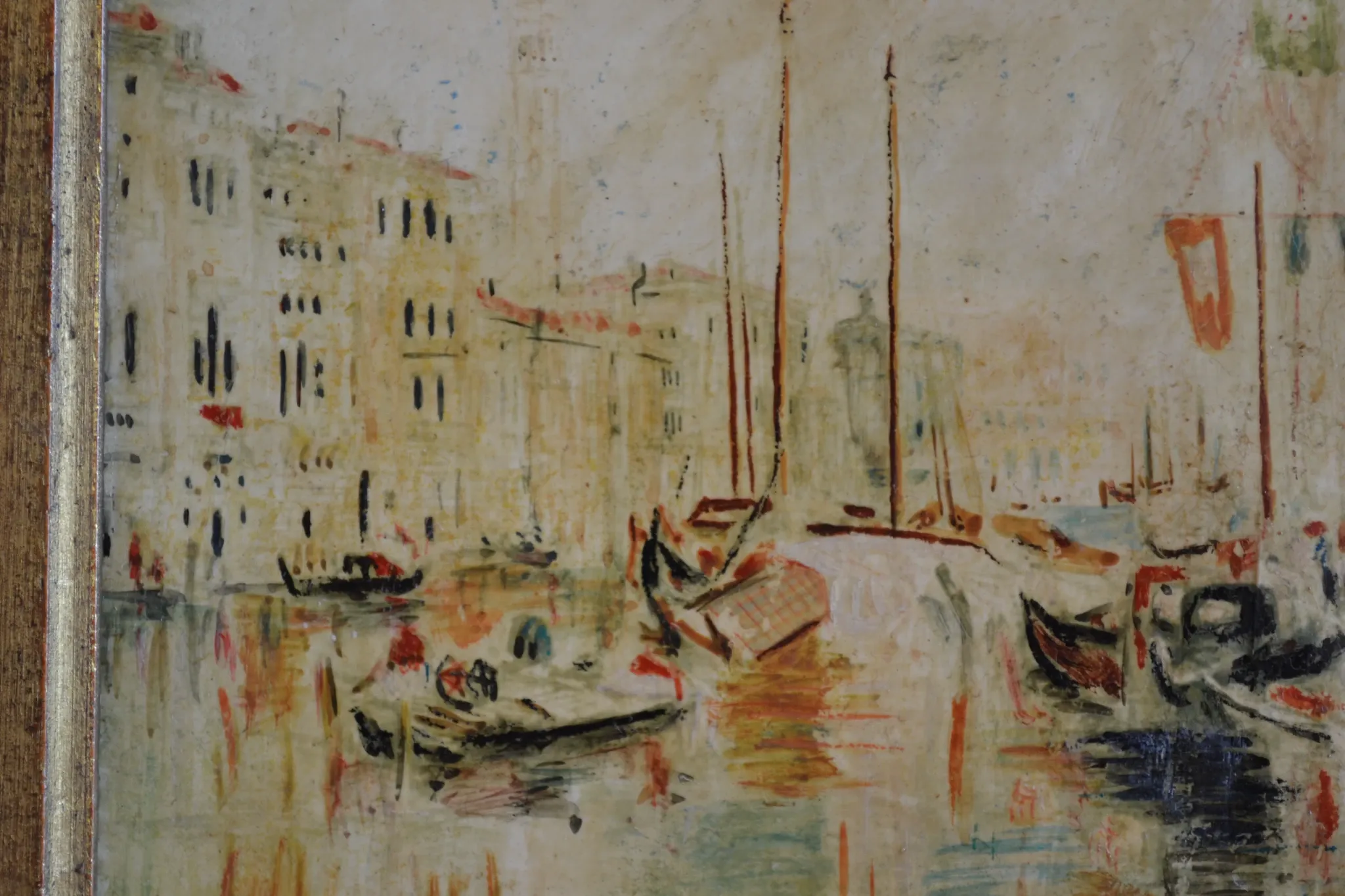 Venice "The Grand Canal" Old painting Oil on canvas