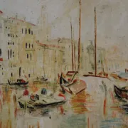 Venice "The Grand Canal" Old painting Oil on canvas
