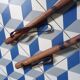 Pair of antique wooden ski poles