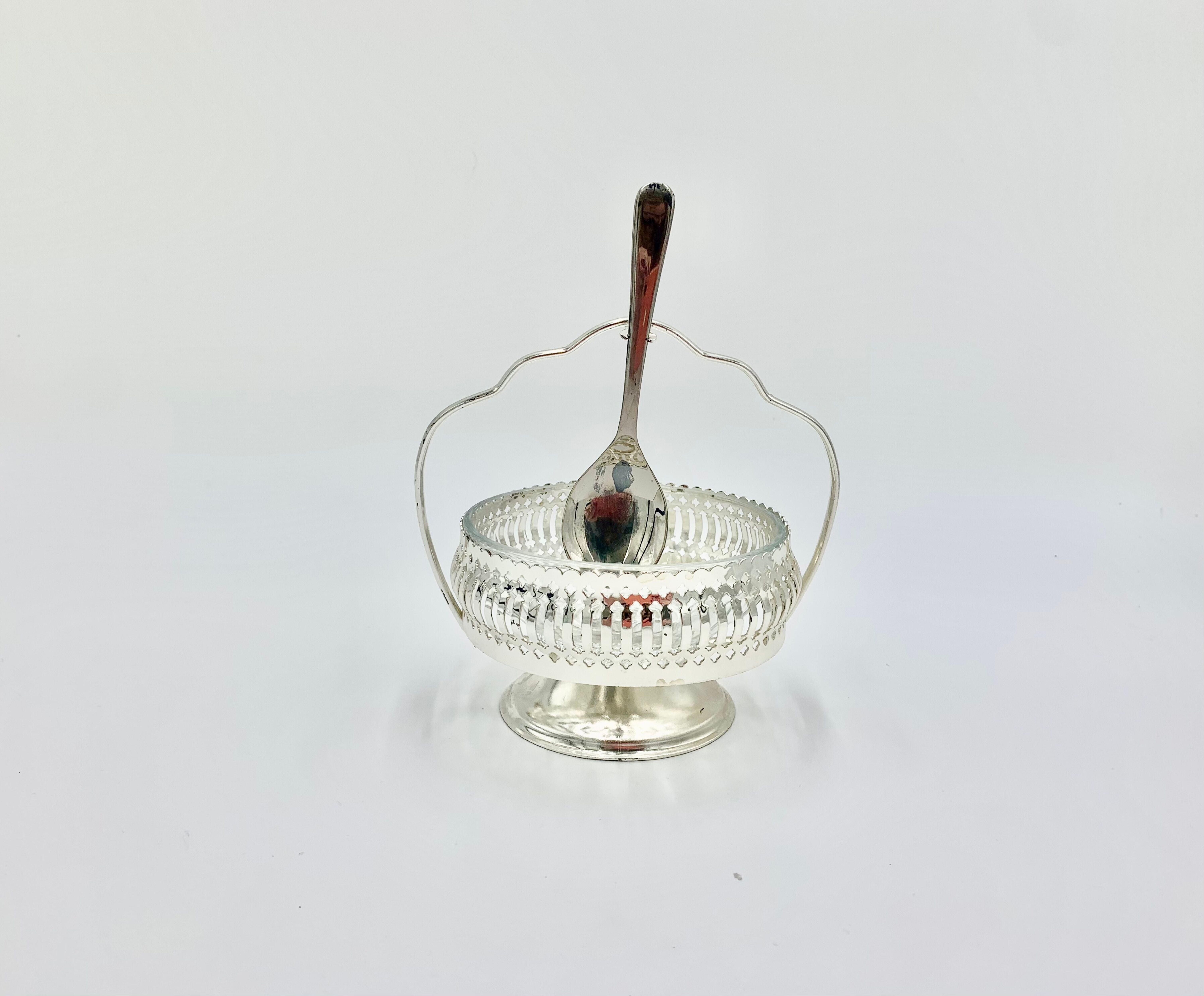 Bol à sucre plaqué avec cuillère