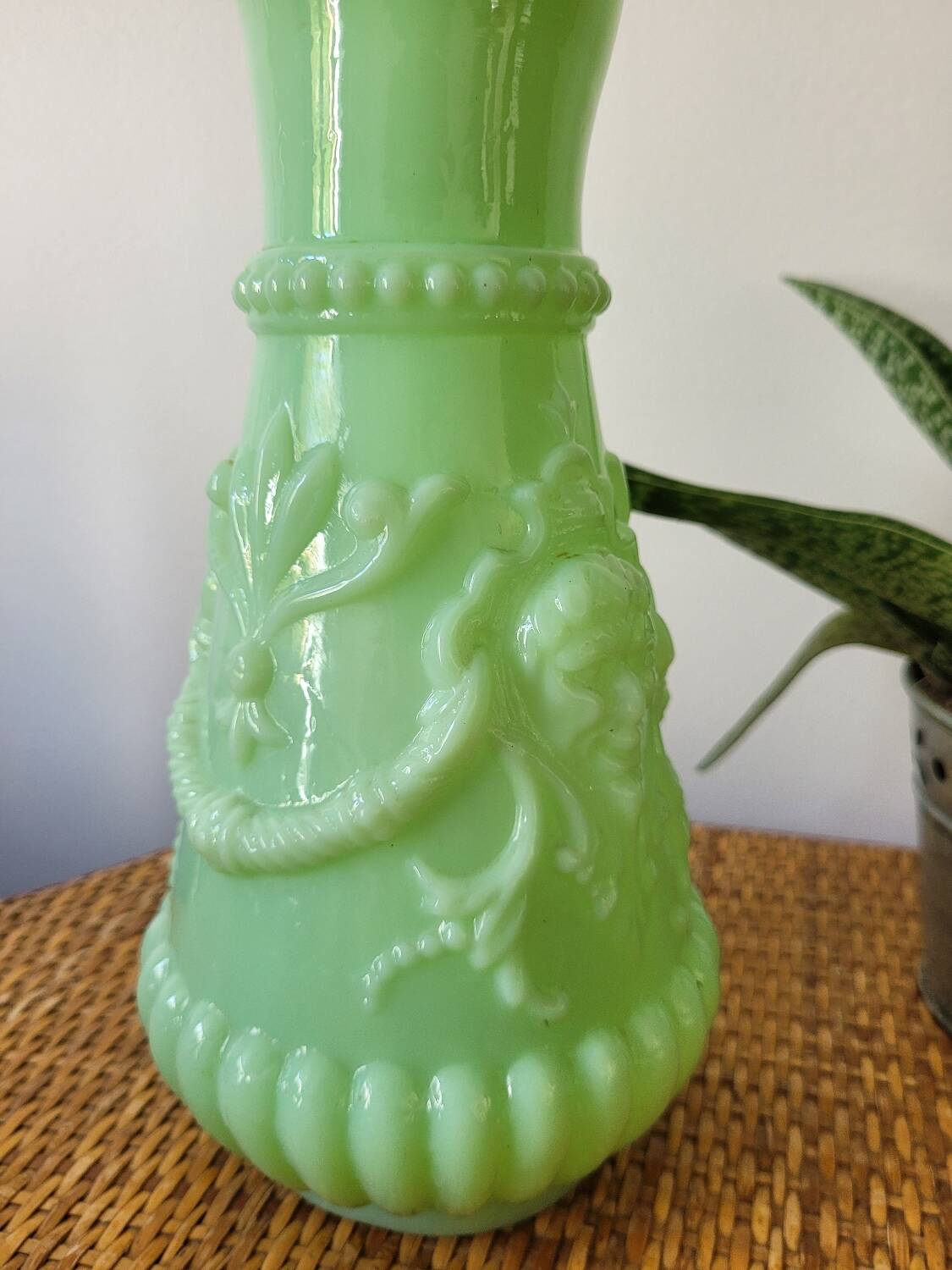 Green fairground opaline vase