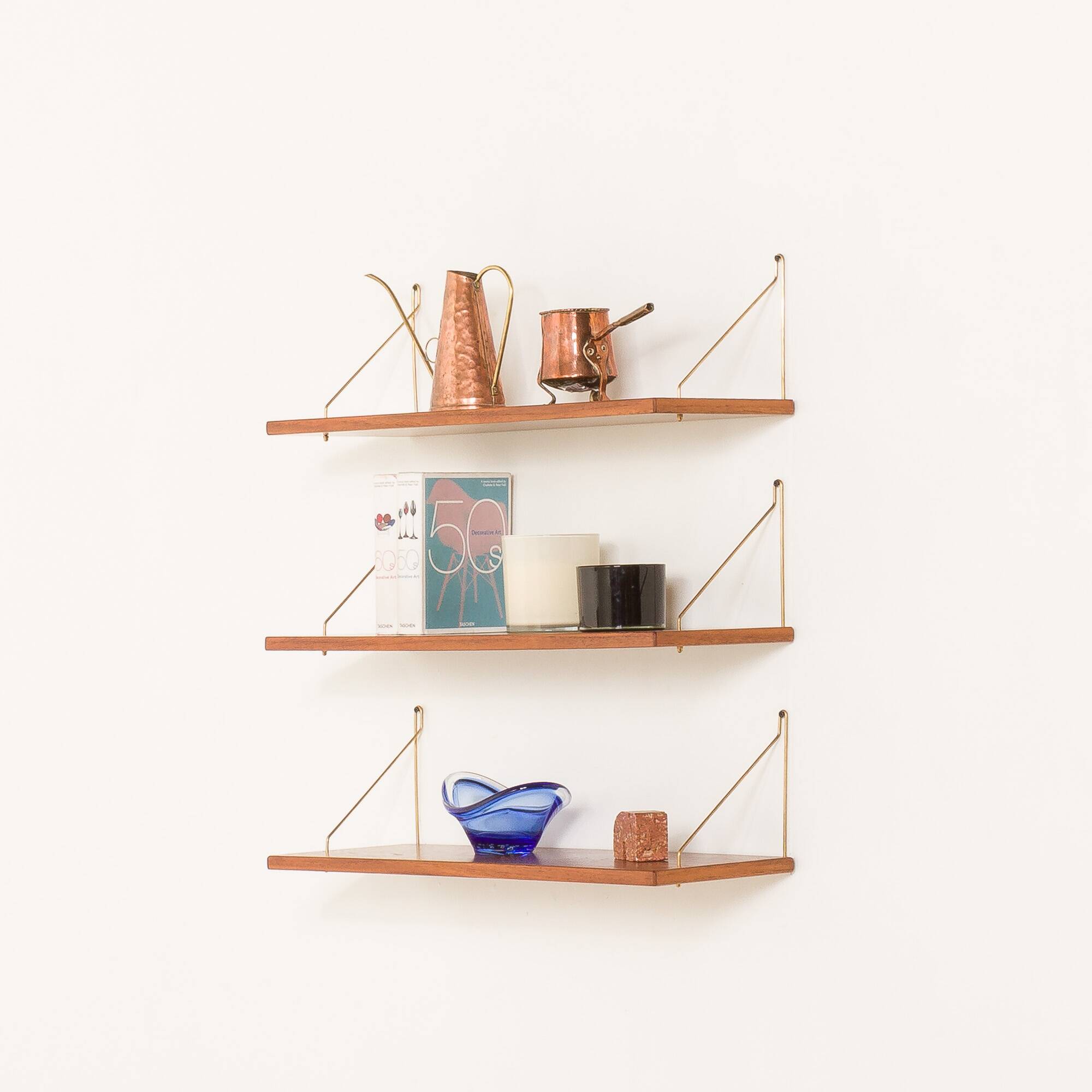 Danish mid century teak  floating shelves, set of 3 1960s