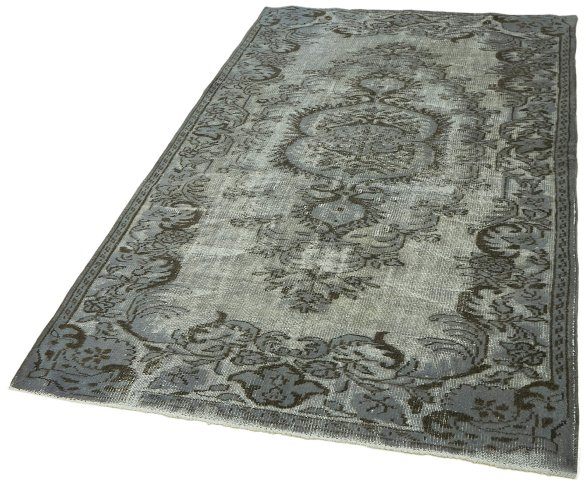 Hand-knotted antique oriental 1970s 147 cm x 241 cm grey carpet