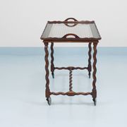 Antique Neo-Baroque Italian Barley Twist Bar Cart Serving Trolley, 1920s