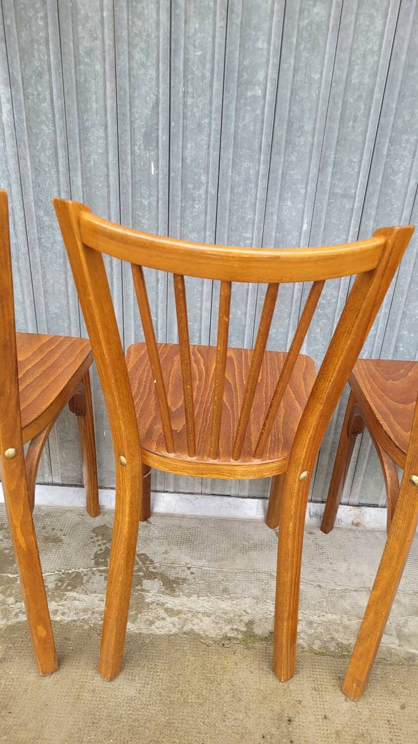 Set of 5 antique signed Baumann bistro chairs