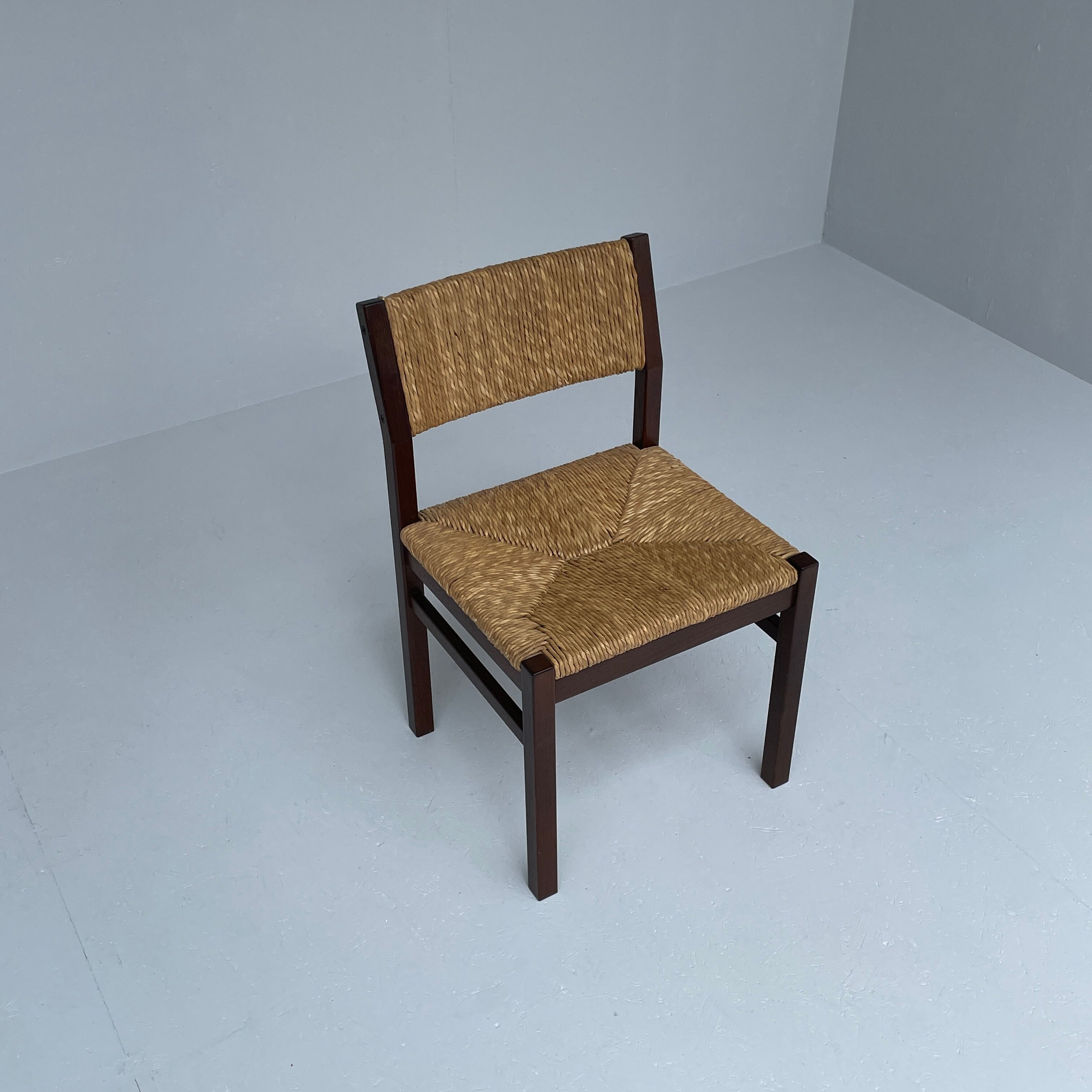 Martin Visser set of six "SE82" wenge and rush dining chairs