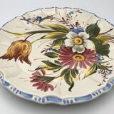 Earthenware wall plate signed bassano, italy, polychrome floral painting decoration