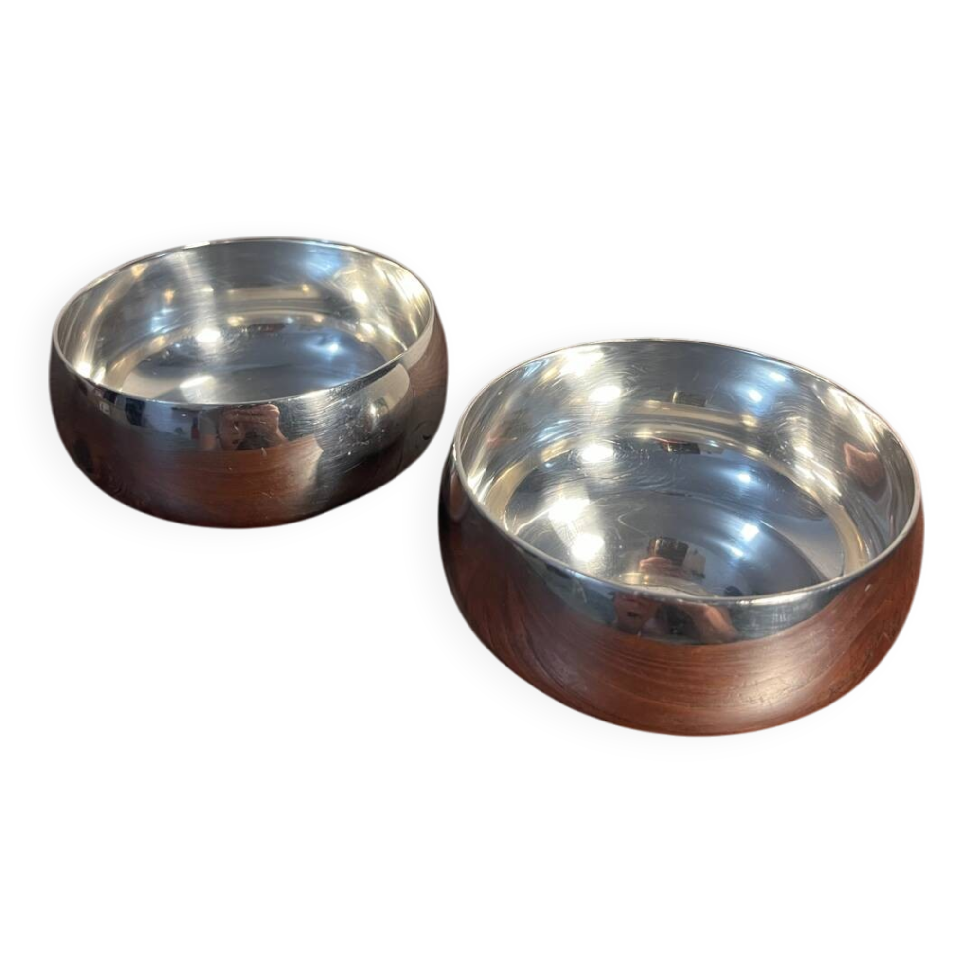 Set of two silver-plated finger bowls from Christofle