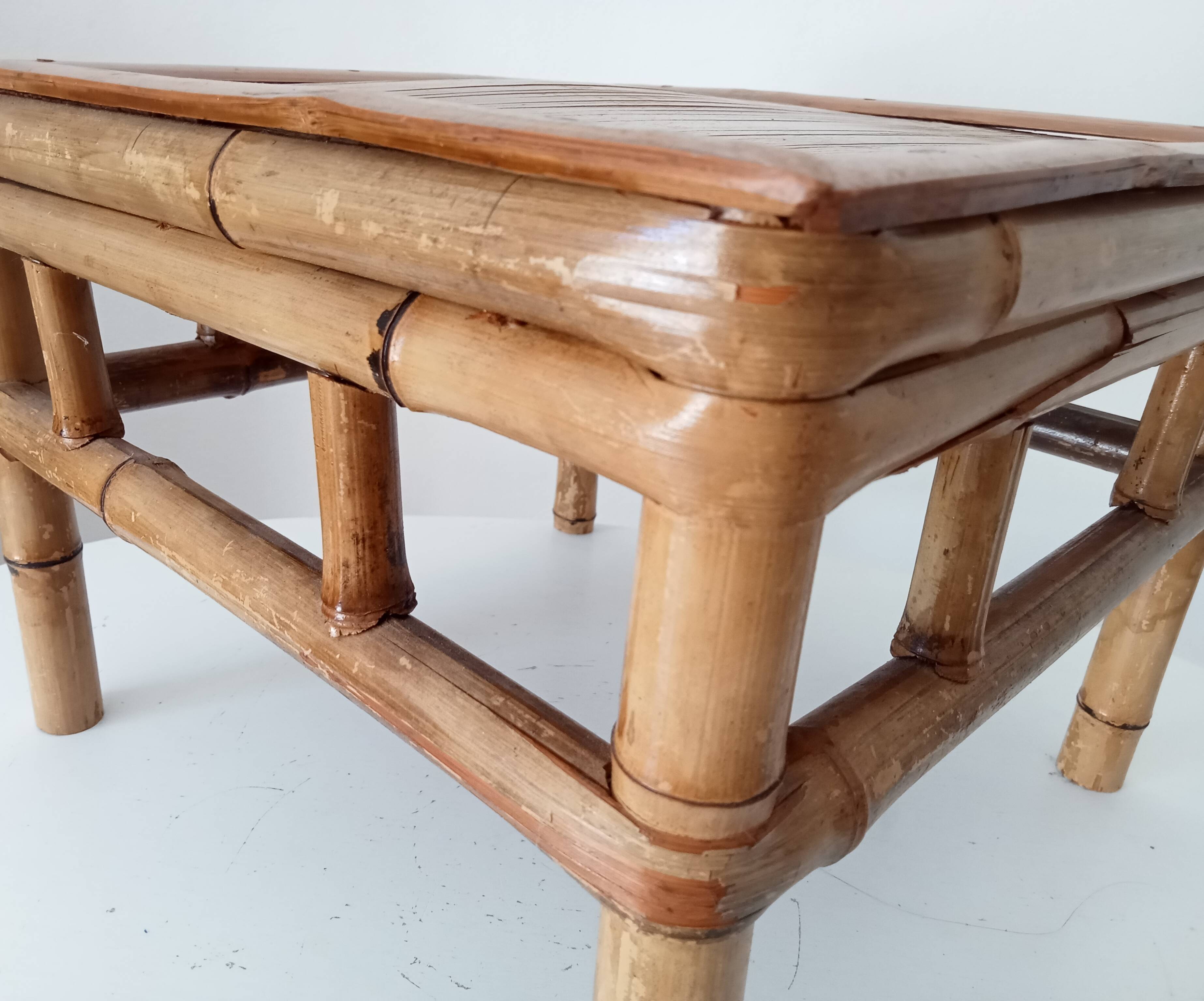 Vintage bamboo bedside table from the 70s.